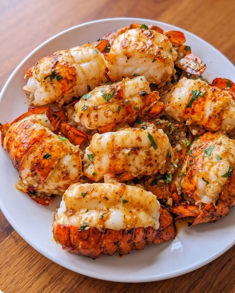 Broiled Garlic Butter Seafood with Lobster Tails