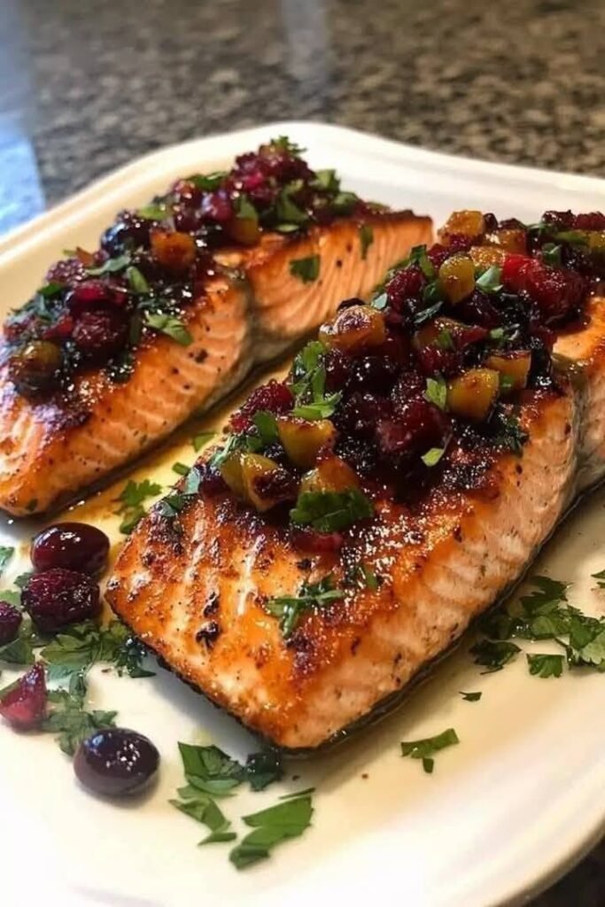 Seared Salmon with Cranberry Relish