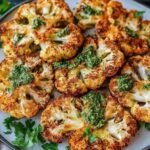 Crispy Roasted Cauliflower Steaks with Green Herb Sauce