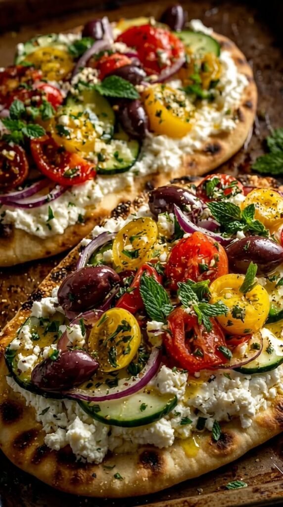 Mediterranean Whipped Feta Flatbread
