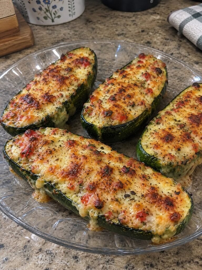 Cheesy Garlic Zucchini Steaks