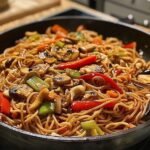 Vegetable Chow Mein with Mushrooms, Peppers & Sesame