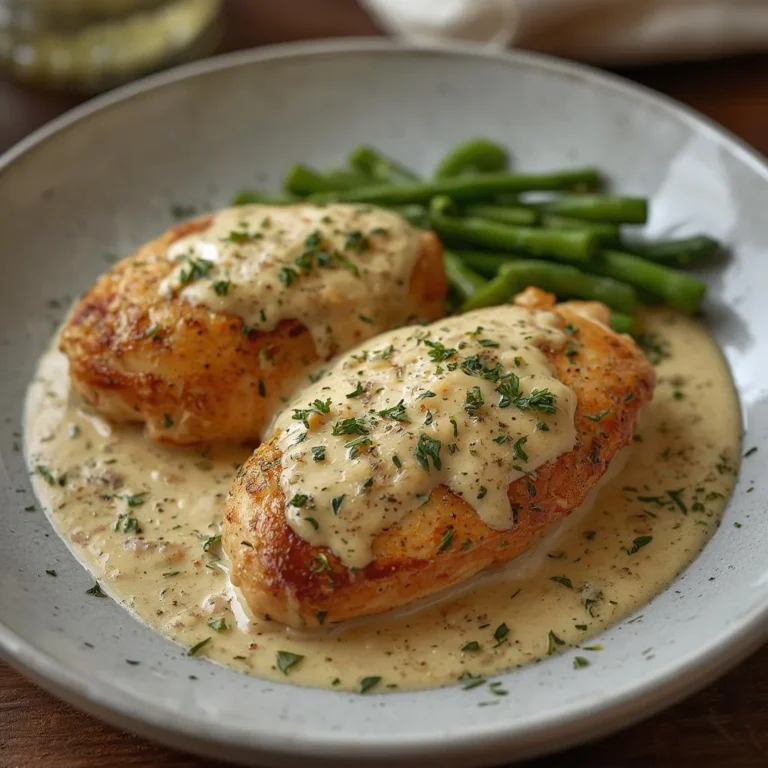 Creamy Garlic Cheese Chicken Breasts with Roasted Shallots