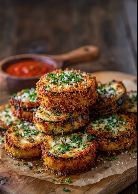 Crispy Cheesy Eggplant Rounds